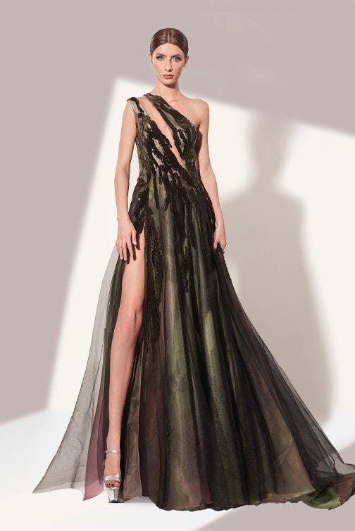 Look 13 - elegant maxi dress with side split