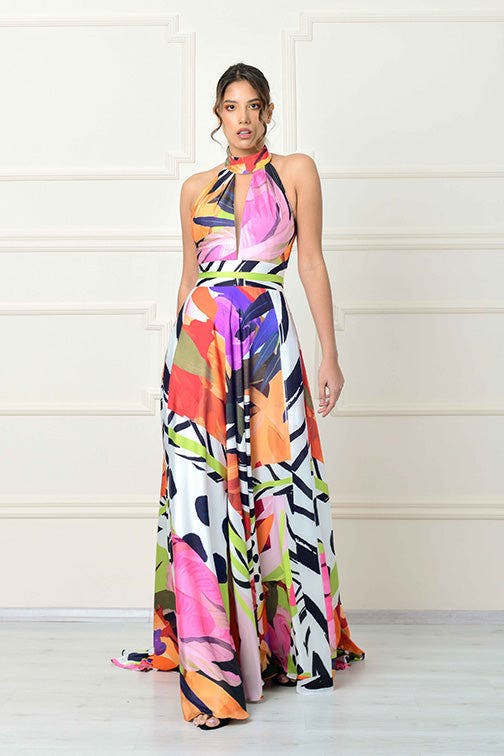 Look 18 - Long Maxi Colorful Dress - Jean Fares Couture