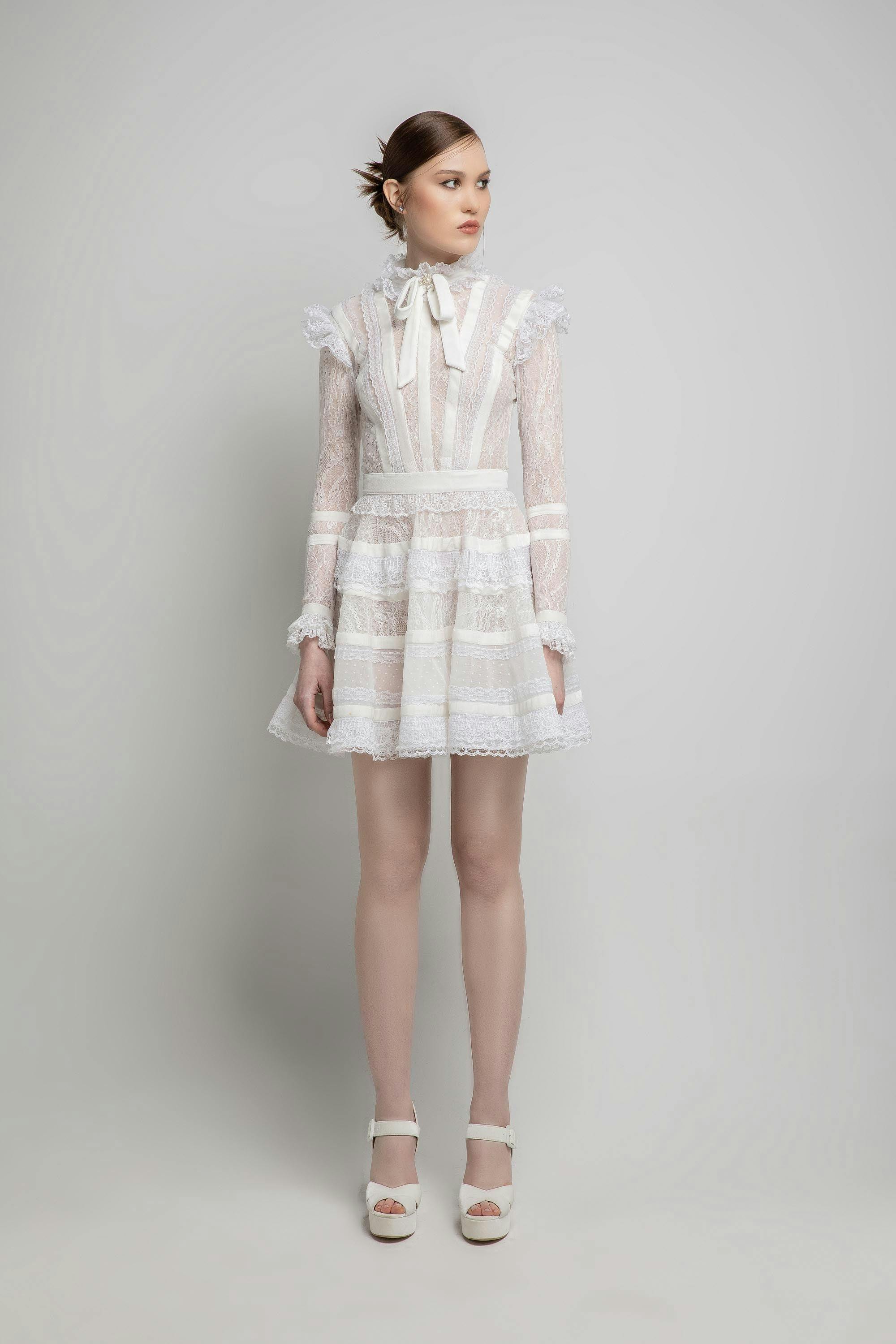 Look 20 - Jean fares couture - JFC- white lace cocktail dress