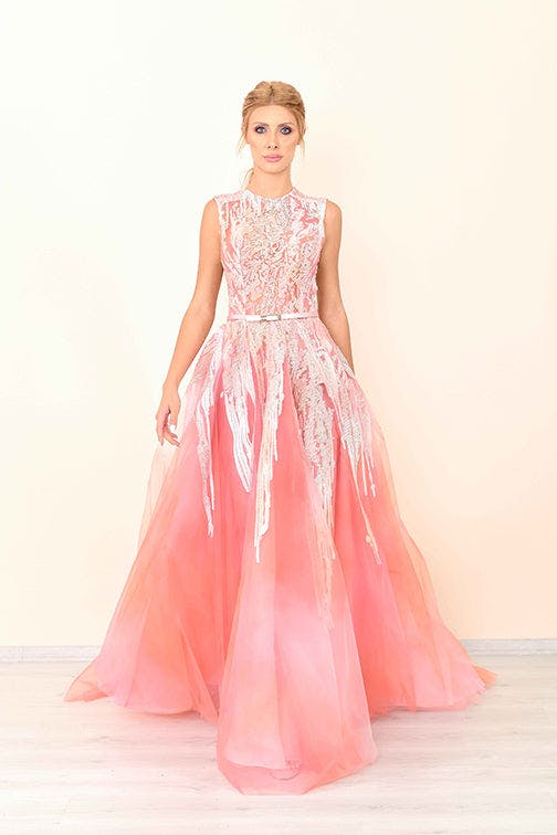 Look 30 - embroided pink maxi dress - jfc