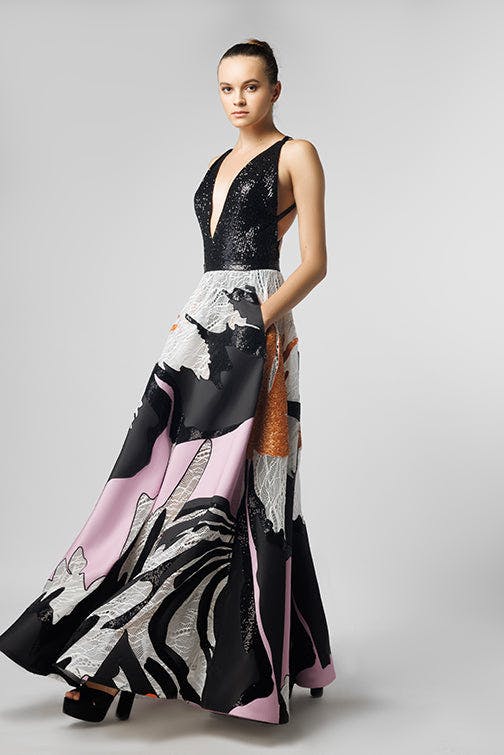 Look 10 - sexy long sleve black sequins coctail dress - jfc